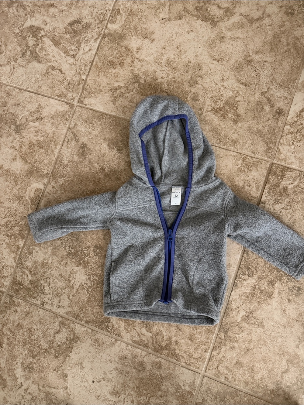 Carter's Gray Fleece Hoodie with Blue Trim